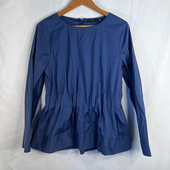 Halogen Scrunch Elastic Waist Peplum Dressy Statement Blouse Size MD Back Zip - Picture 9 of 9